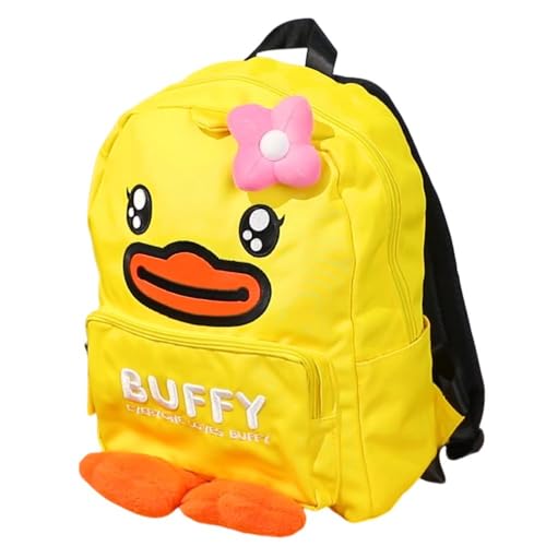 B.Duck Mochila infantil fofa, mochila amarela de desenho animado para crianças, presente de viagem pré-escolar, Amarelo, 11.1 x 5.9 x 13.4 inches, Buffy