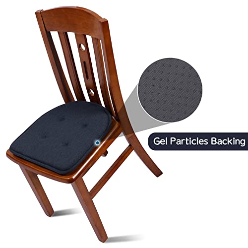 Shinnwa Dining Chair Cushions Non Slip Kitchen Seat Cushions For Dining Chairs U-Shaped Indoor Chair Pads Set Of 2, Machine Washable, 15.5”X15.5”, Charcoal #TOP4