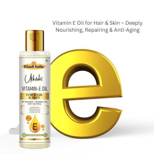 Image of Khadi Pure Vitamin E Oil For Skin & Hair 100ml | Ayurvedic Herbal Hair Oil for Healthy Skin | Non Sticky, Paraben & Mineral Oil Free | For All Types | Daily Use for Men & Women
