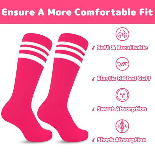 Image of Olreco 4 Pack Kids Soccer Socks Toddler Baseball Socks Youth Boys Football Sock Boys Girls Softball Sock Athletic Accessories