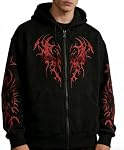 JMKEY Zip Up Oversized Hoodies for Men Women Graphic Goth Jackets Grunge Hoodie Baggy Streetwear Emo Fleece Sweater Unisex