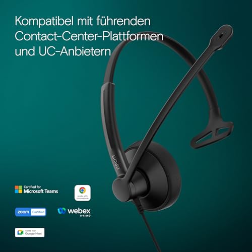 EPOS Impact 100 MS Mono USB-C+A Headset mit Mikrofon, Microsoft Teams Zertifiziert, Ger&auml;uschunterdr&uuml;ckung, leichtes Design, Silikonst&uuml;tze, USB-Adapter, Anrufsteuerung, UC Business, Schwarz