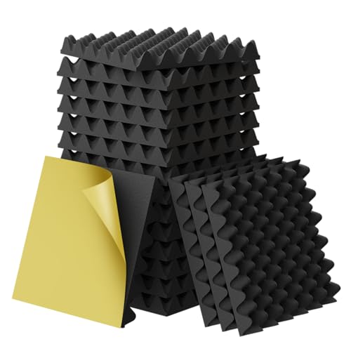 12 Pack 1.5X12X12 Acoustic Foam, Self Adhesive Sound Proof Egg Crate Foam(Most Soundproofing Design), Upgraded Sound Proof Foam Panels for Walls, Doors, Fire-Retardent Acoustic Panels,Made by WVOVW