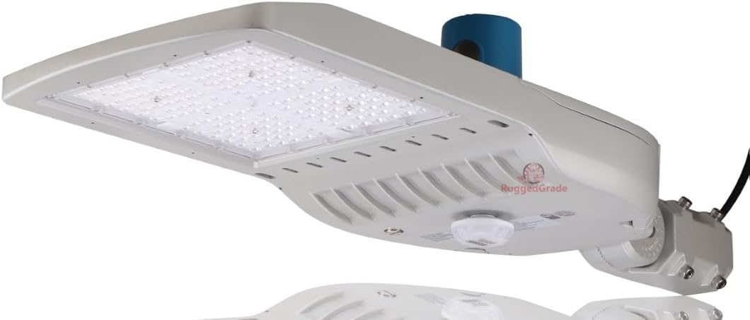 RuggedGrade 32,640 Lumen Torvan II Series LED Street Light - Maximum 240 Watts - Wattage Selectable 60/100/150/185/240W - 3000K - Motion Sensor + Photocell - Silver