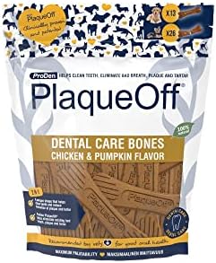 ProDen PlaqueOff Dental Bones Bacon 13 Pieces for Dogs, Bad Breath, Plaque, Tartar, 485 g