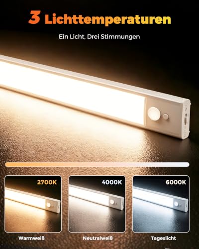 Unterbauleuchte Küche LED mit Bewegungsmelder 25CM, 3 Farben(5 Stück) – Ansicht 3