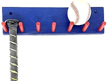 Baseball/Softball Bats Rack Holds 6 Full Size Bats Display Awards Trophy Navy Blue/Orange
