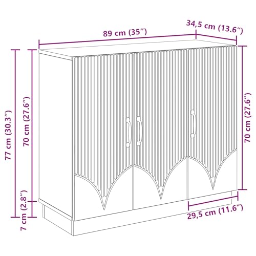 Aparador moderno de 89 cm en madera oscura con amplio espacio interior 3