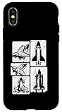 Installazione facile Custodia per iPhone X/XS Illustrazioni retrò vintage sullo Space Shuttle