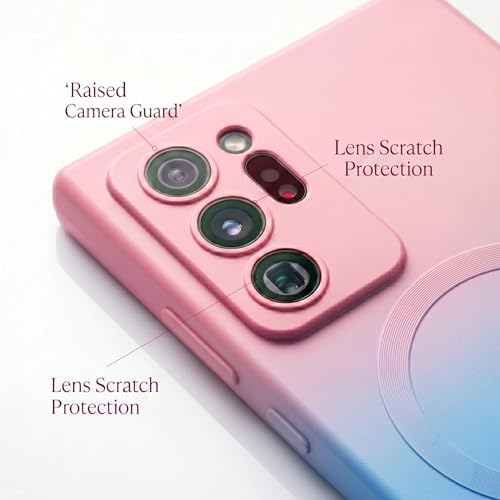Image of amazon basics Gradient Mag-Safe Case for Samsung Galaxy Note 20 Ultra | Soft Silicone Shockproof Cover with Camera Protection | Slim Lightweight Design | Smooth Touch & Durable - Pink & Blue