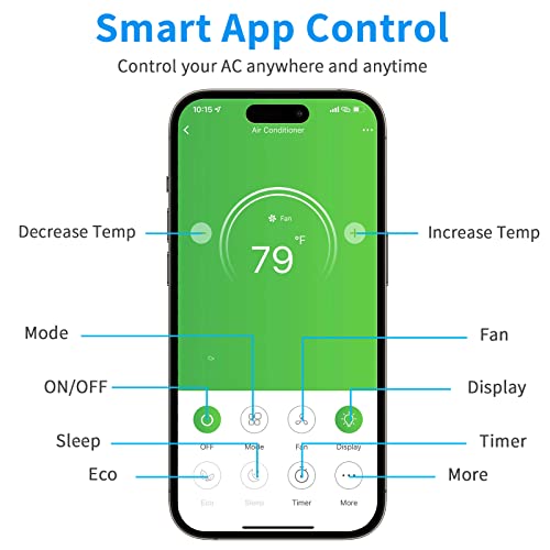 Rovsun Smart 8000 Btu Window Air Conditioner, Energy Saving Ac Unit With Remote & App Control & Timer Function Ideal For Rooms Up To 350 Square Feet, 115V/60Hz, White #TOP4