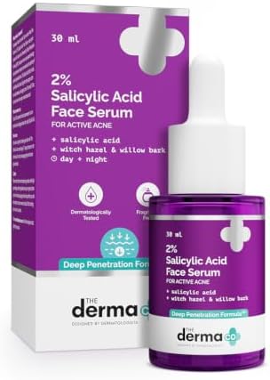 The Derma Co 2% Salicylic Acid Face Serum | Reduces acne & blackheads | Tightens pores | Exfoliates & soothes inflammation | 30 ml