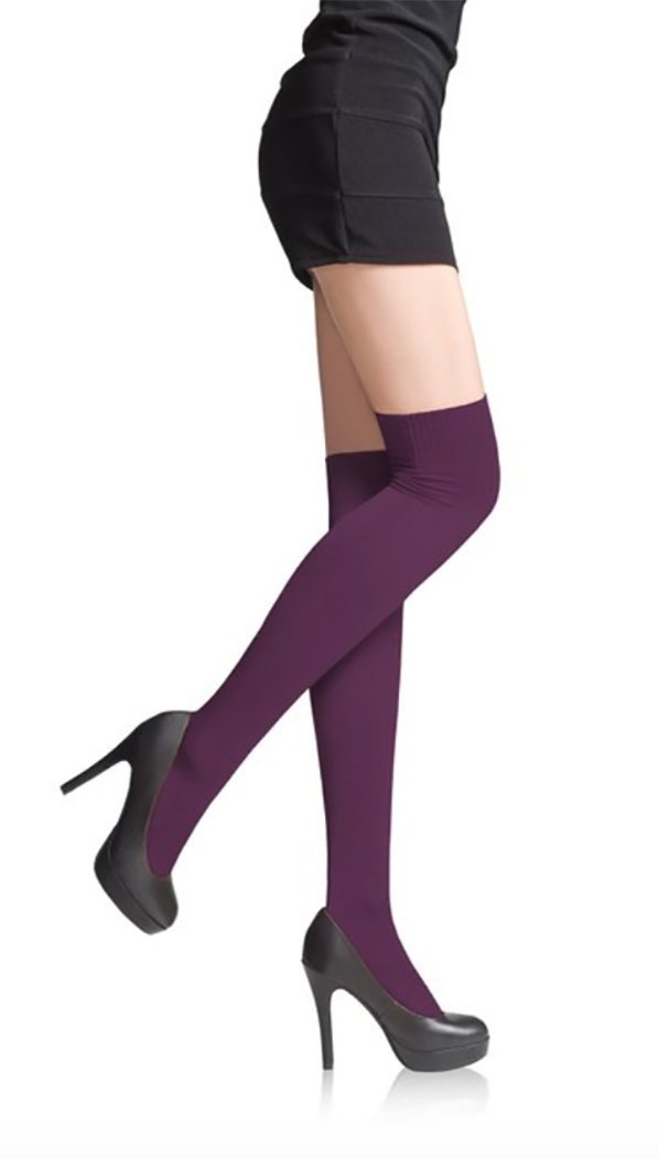 SENTELEGRI LADIES OVER THE KNEE SOCKS LADIES THIGH HIGH SOCKS 22 Colours (Purple)