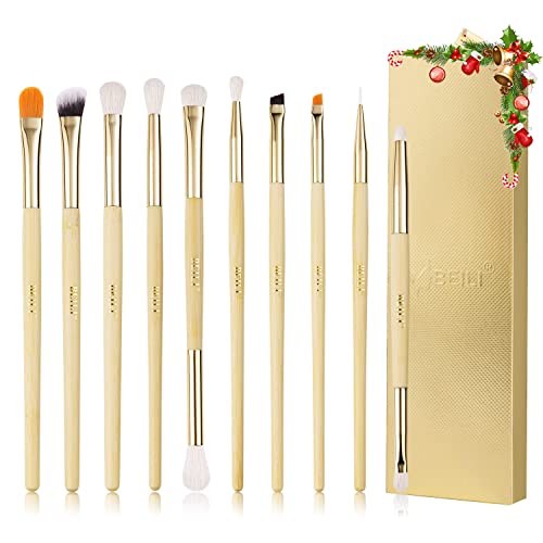 BEILI Pinceaux Maquillages Yeux Professionnel,10PCS Végétalienne Pinceaux de Maquillage Ombre à Paupières Yeux Anti Cerne Sourcil EyeLiner Fond De Teint Blush à Lèvres Pinceaux Poudre Liquide