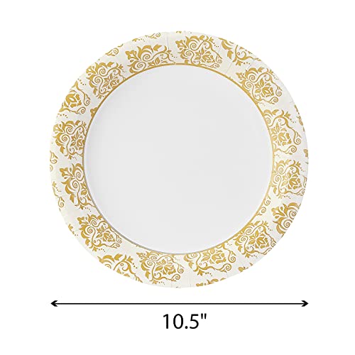 Jinqiu Paper Plate 10.5 '' | Discount Package 250Ct | Paper Tray 125Ct, Tpe Gloves 125Ct | Paper Tray Printed With Beautiful Images | Suitable For Various Food, Friends' Dinner, Party, Bbq, Hamburg #TOP1