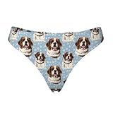 Bozfoxa Winter Snowflake Saint Bernard Print Thongs for Women, No Show Seamless Womens Underwear Ladies Bikini Thong Panties Black