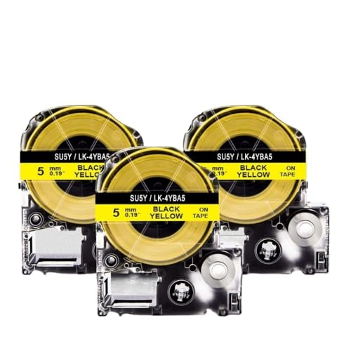 3PK 5M���a�M���k�`���[�u�e�[�vSU5S SU5Y���x���e�[�vLK-4WBA5 LK-4YBA5�ƌ݊����̂���LabelWorks�^�C�v�̃v�����^�[�Ɠ��삷��(Black on Yellow)
