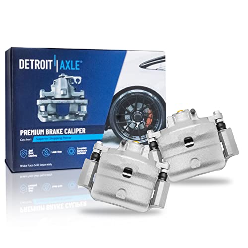 Image of Detroit Axle - Front Brake Kit for Ford Fusion Lincoln MKZ Zephyr Mazda 6 Mercury Milan Passenger Side Disc Brake Caliper w /Bracket Ceramic Brakes Pads 2006 2007 2008 2009 2010 2011 2012 Replacement