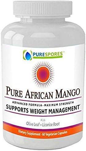 Pure African Mango - Appetite-Busting! The Ultimate All-Powerful Formula Includes Super Strength Olive Leaf and Licorice Root. 1200mg, 60 Vegetable Capsules, no fillers.