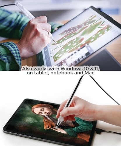 SonarPen (USB C): Batterieloser, druckempfindlicher Eingabestift, kompatibel mit iPad/iPhone/Android/Mac/Windows PC und Switch. Mit Handballenabweisung und Schnelltaste. (Durchsichtig Weiß)