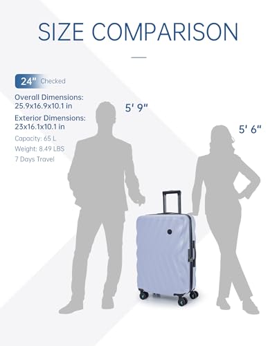 Image of BAGSMART 24 Inch Luggage with Spinner Wheels,Polycarbonate Hardside Suitcase with TSA Lock Travel Luggage Hard Shell Lightweight Rolling Luggage for Men Women,Lilac Purple