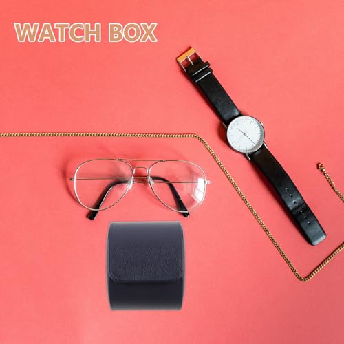 Étui de voyage pour montre SHINEOFI en PU bleu avec intérieur anti-rayures et garde solide