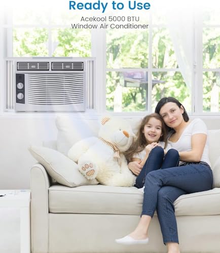 Image of 5000 Btu Window Air Conditioner, WiFi & App Control, Ultra Quiet, Enabled Saddle Window AC Unit Cools Up to 300 Sq. ft, Cooling, Dehumidifier, Flexible for Home /Office
