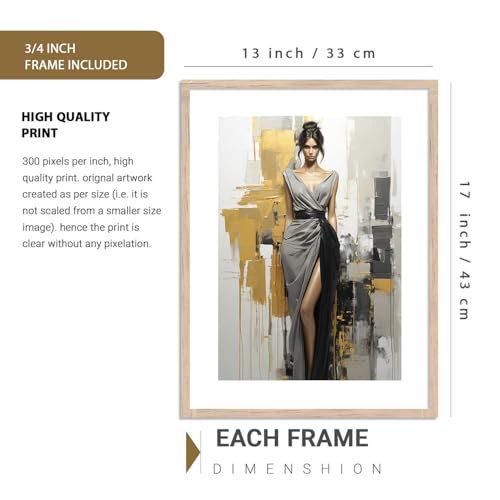 Image of kotart Premium Paintings with Frame for Home Decoration - Modern Art Black and Golden Painting for Living Room Bedroom Office Wall Decoration - Pack of 4 (Art 3, Big (13x17 or 13x13 inch))