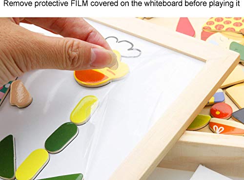 Lewo Wooden Kids Educational Toys Magnetic Easel Double Side Dry Erase Board Puzzles Games for Boys Girls