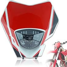 Dirt Bike LED Headlight For Motorcycle Pit Bike for Enduro Dirt Pit Bike ATV EC MC red sticker with white cover