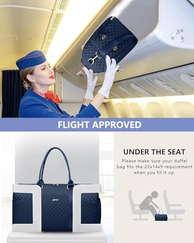 Image of Women Weekender Travel Duffle Bag: Travel Duffel Overnight Bags with Shoe Compartment Large Carry on Tote with Toiletry Bag Weekend Traveling Yoga Gym Hospital Bag for Women with Wet Pocket Blue