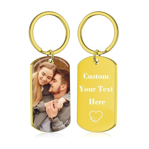 RSQGT Personalized Custom Keychain with Picture - Double Sided Engraving