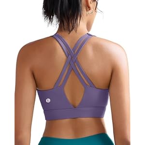 RUNNING GIRL Sports Bra for Women High Support, Molded Cup High Impact Sports Bras with Sewn in Pads Strappy Running Bra Mauve X-Large