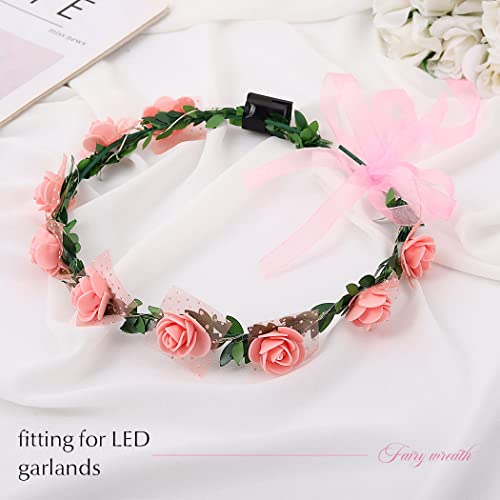 Edary Copricapo a forma di corona a LED con fiori