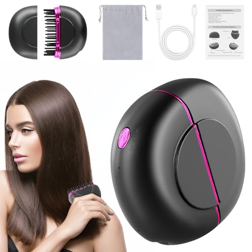 mini Cepillo alisador Pelo, Planchas de Pelo portátil con 3 temperaturas ajustables, cepillo para peinar, Peine Alisador de Pelo para peinar barba y cabello, Calentamiento Rápido