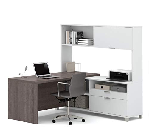 BESTAR Pro-Linea L-Shaped Desk 72W White/Bark Grey