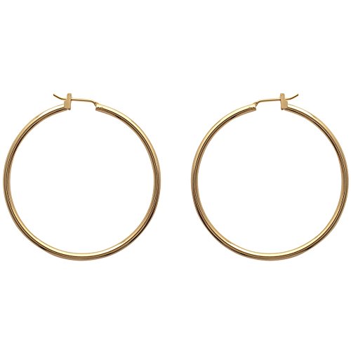 Boucles d'Oreilles Créoles en Plaqué Or Diamètre 40 mm - Largeur 2 mm