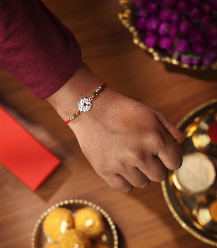 Image of Gargi by P.N. Gadgil and Sons 925 Silver | Om Rakhi | Gifts for Men and Boys | Rakshabandhan Rakhi for Brother | Rakhi for Boys & Men With Certificate of Authenticity