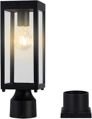 Miniatura 1 de Lámpara solar para poste de luz exterior impermeable, del atardecer al amanecer, luz solar para patio, jardín, entrada y patio, negro mate, 14.5