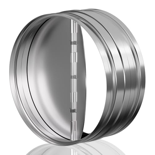 Hon&Guan 逆風防止ダンパー ダクト接続型 【インボイス制度登録店】 チャッキダンパー 逆流防止 軽い羽根付き 換気システム用 強制排気用換気口 ニオイ/くさい/煙の逆流防止 (シルバー,φ200mm)