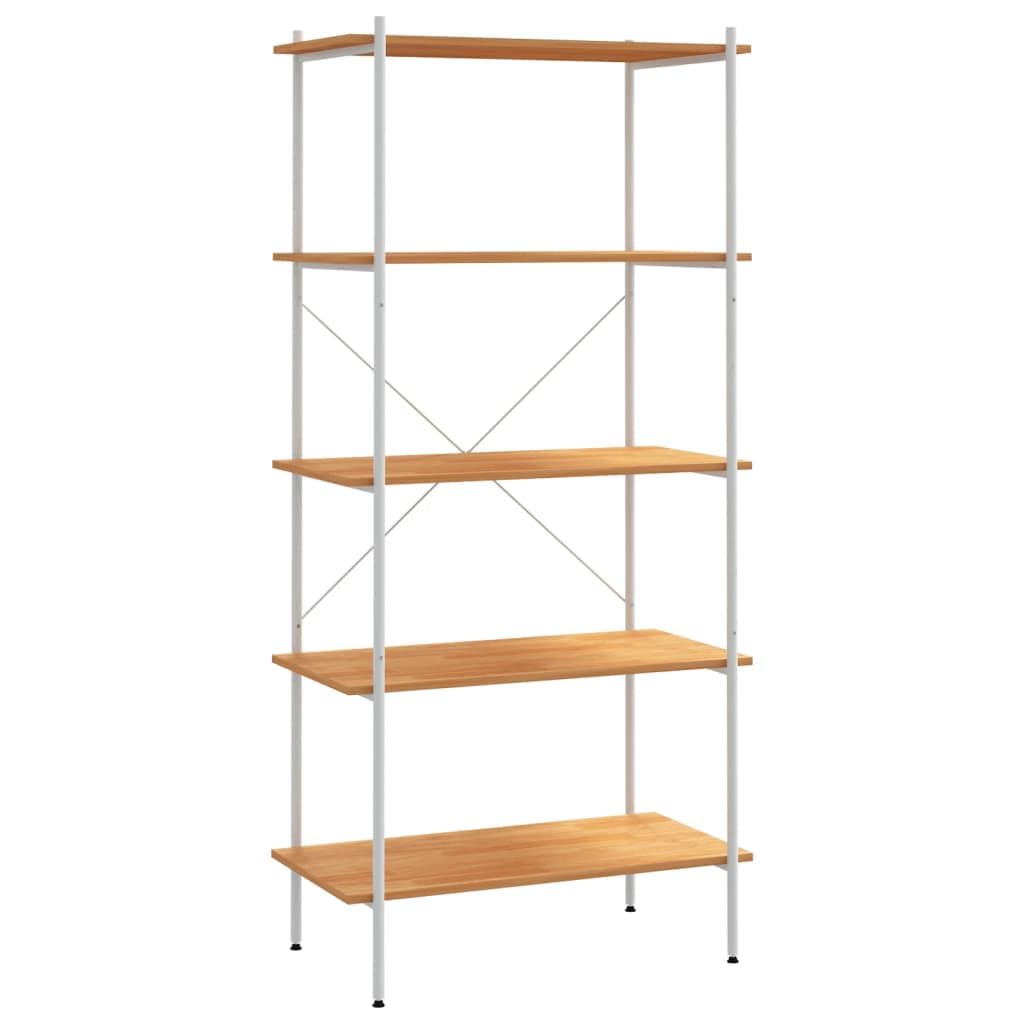 vidaXL Étagère à 5 Niveaux, Meuble de Rangement, Étagère à Livres, Organisateur de Salon Salle de Séjour Maison Intérieur, Blanc et Chêne