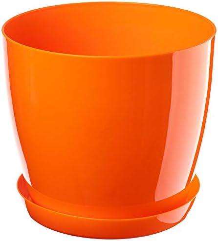 KADAX Plant Pot, Plastic Flowerpot with matching Tray, Indoor Planter in several colours, Lightweight and Waterproof Pot for Office and Living Room (20cm, Beige)