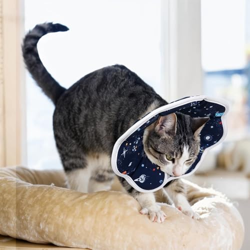 JunD Weicher Katzenhalskragen Verstellbarer Erholungs-Halskragen für Katzen & Kleine Hunde, Verhindert Lecken nach Operationen, Wasserdichtes & Waschbares Material, L