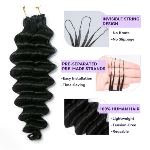 Feather Crochet Human Hair Loose Deep Wave 120G 100Strands 16 Inch NC — view 3