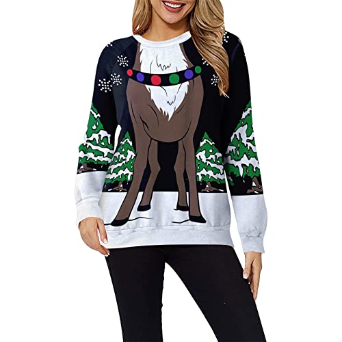 UNIQTA Jogginganzug Damen Ohne Hässlicher Weihnachtspullover für Damen, 3D-Druck, lustig, Bedruckt, Feiertagspullover, hässliches Party-Sweatshirt Kleiderschrank Retro Cover