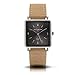 Produktbild Bergmann Armbanduhr COR Quadro silberfarben analog Quarz quadratisch schwarzes Zifferblatt sandfarbenes Wildlederarmband