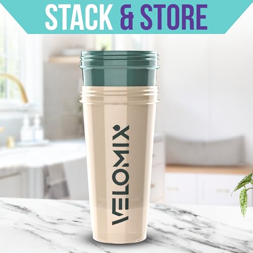 -2 Pack- 28 oz Protein Shaker Bottles for Protein Mixes - 2x Wire Whisk | Leak Proof Shaker Cups for Protein Shakes | Protein Shaker Bottle Pack | Shakers for Protein Shakes-Blue&Beige