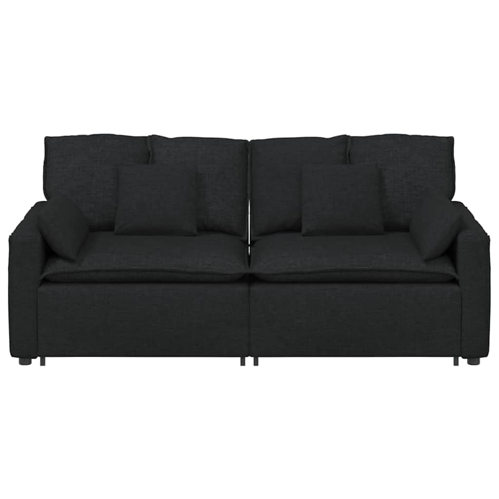Canapé modulaire noir avec coussin, canapé en 2 pièces avec accoudoir, rembourrage en tissu, combinaison flexible, idéal pour le salon, la chambre d'adolescent, le bureau et la chambre d'amis