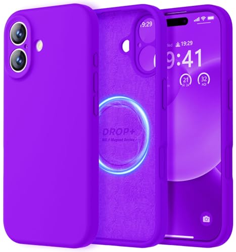 Image of LOVE 3000 Designed for iPhone 17 Case, Premium Silicone [Compatible with Magsafe][Soft Anti-Scratch Microfiber Lining] Shockproof Protective Phone Case for Men Women 6.3 inch, Neon Purple