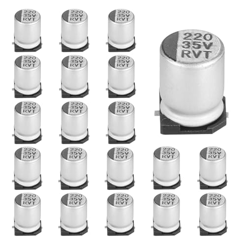 Image of sourcing map 220uF 35V Aluminum Electrolytic Capacitors, Low Impedance Surface Mount Device Electrolytic Capacitor for TV Computer Circuit Board DIY Electronic Projects, 8x10.5mm, 20pcs